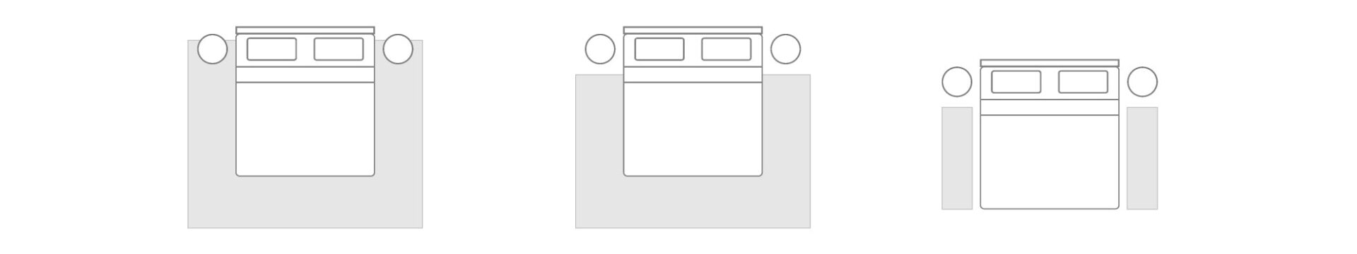 Rug size layouts for a bedroom